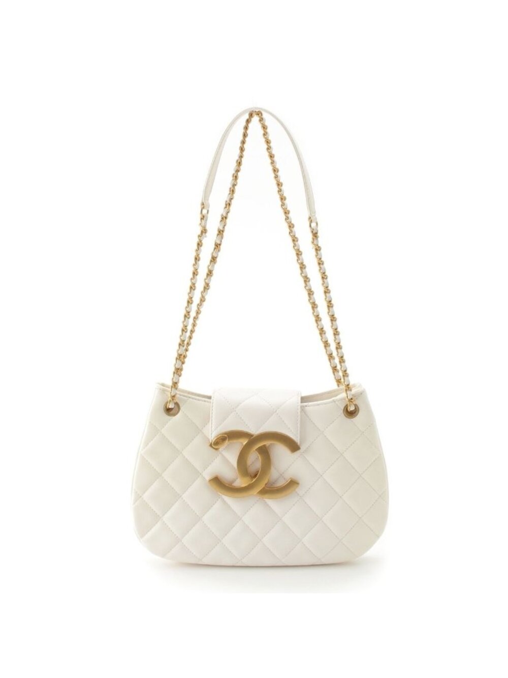 Chanel Lambskin Hobo with Gold White